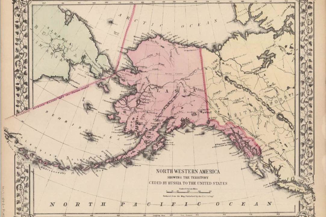 Карта: North Western America Showing the Territory Ceded by Russia to the United States. // Mitchells New General Atlas. / S.A. Mitchel. Philadelphia. WM. M. Bradley & Co. 1884. 