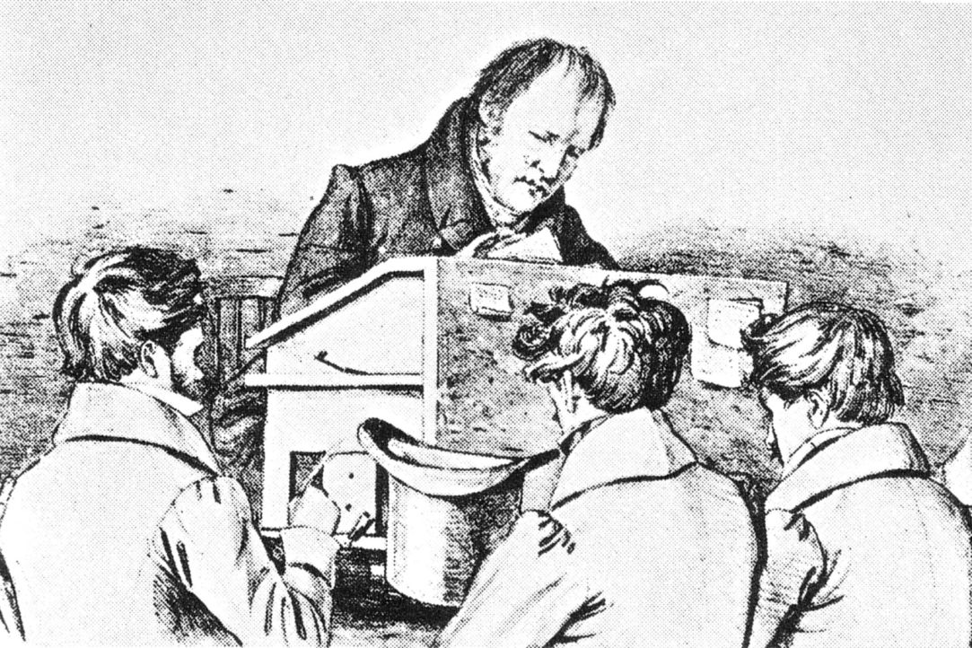 Friedrich Hegel mit Studenten. Lithographie Franz Kugler